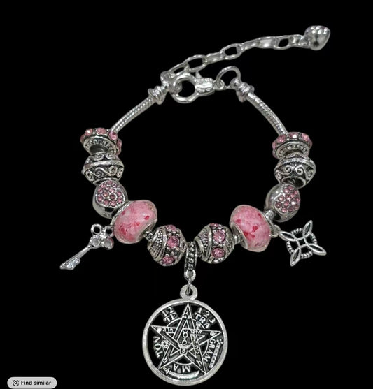 Tetragramatón, nudo de bruja, key,bracelet (you can add charms)color options