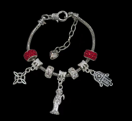 Santa M, nudo de Bruja, Hamsa, silver Bracelet
