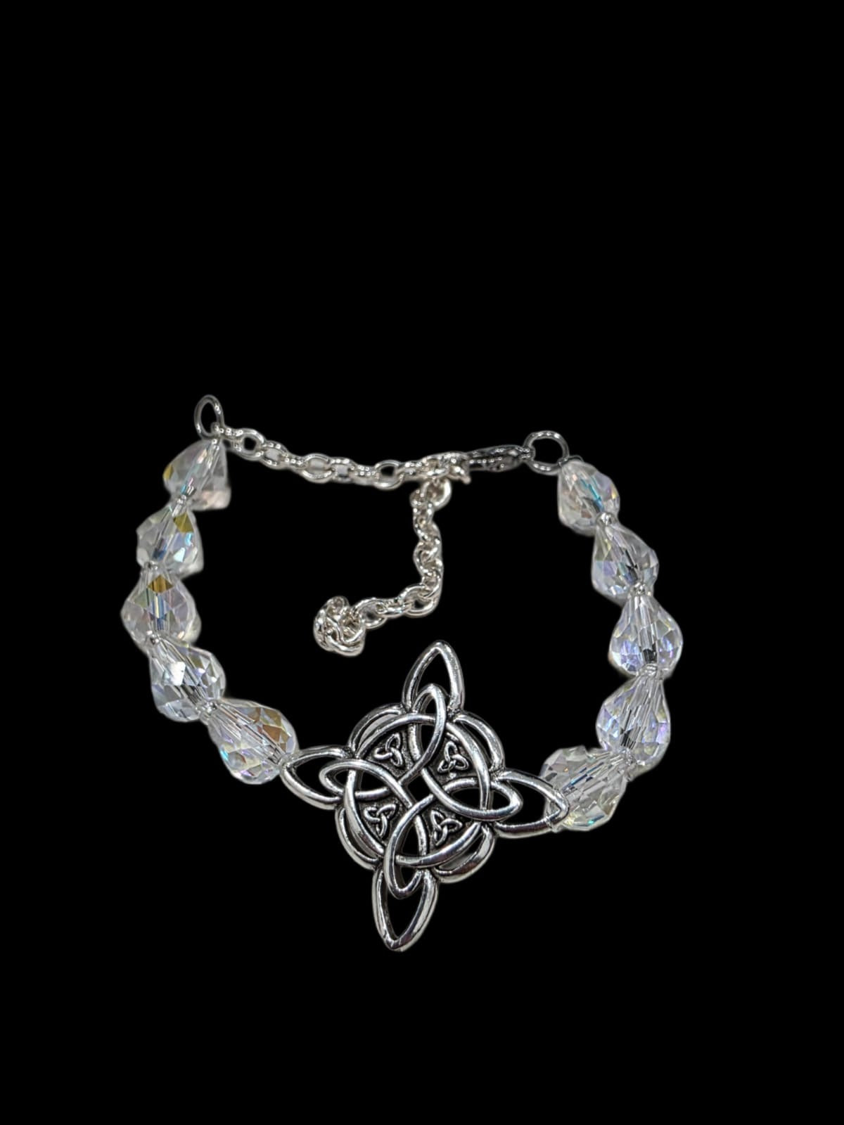 Month color stone bracelet with witch knot