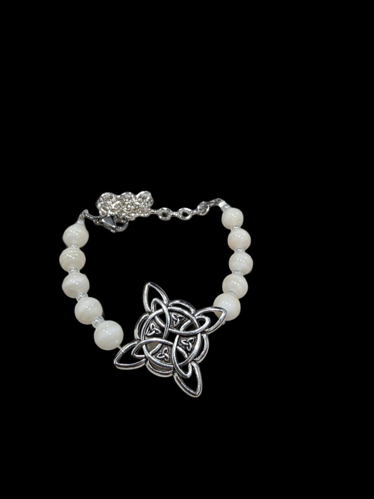 Month color stone bracelet with witch knot