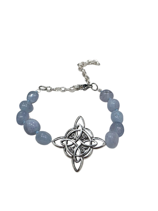 Month color stone bracelet with witch knot