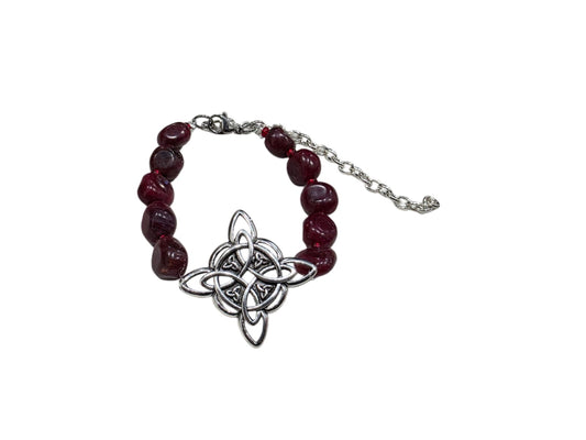 Month color stone bracelet with witch knot