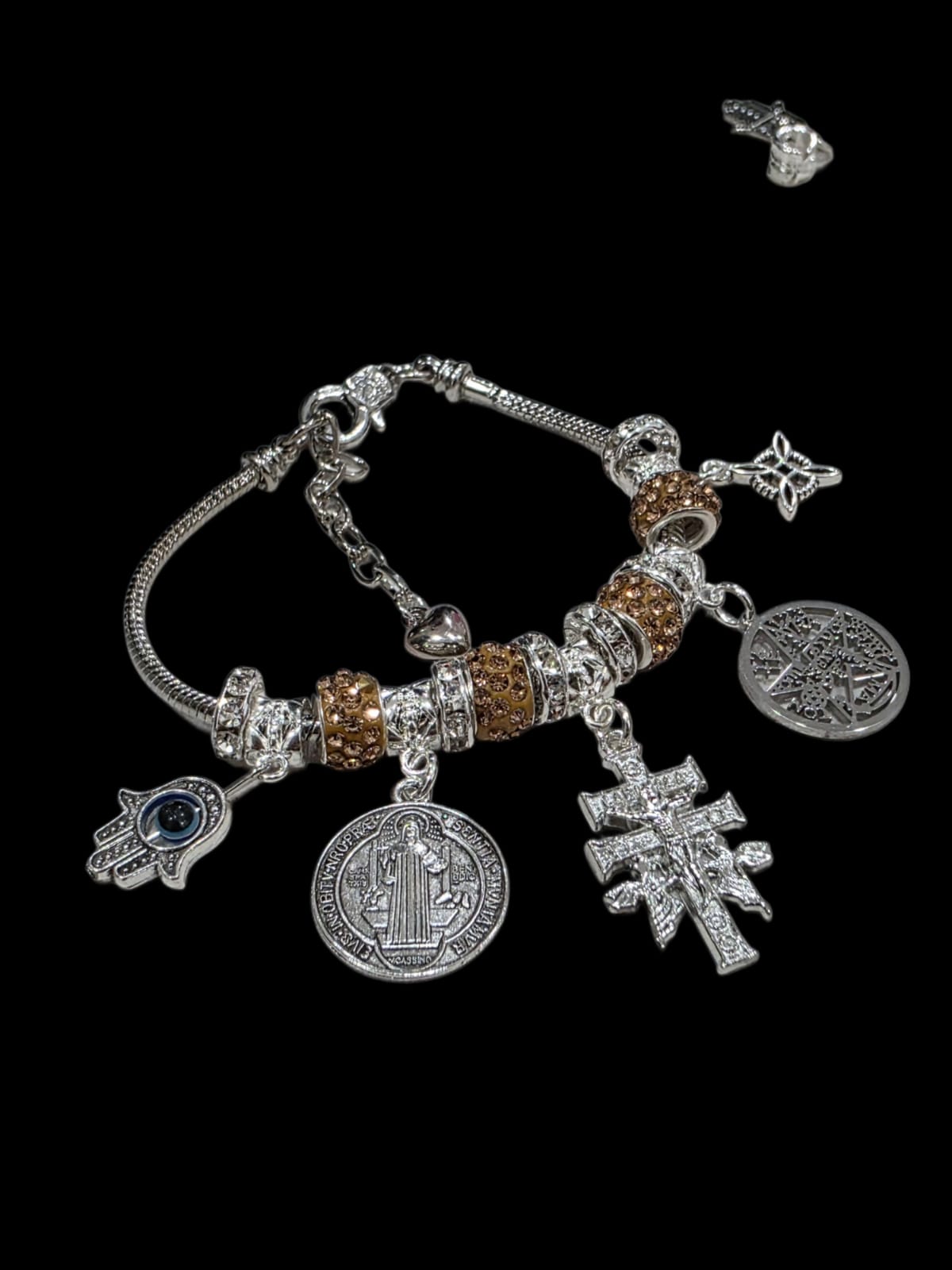 5 talismanes nudo de bruja,tetragamaton cruz de caravana san Benito hamsa hand bracelet