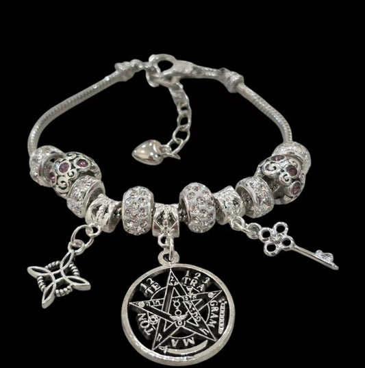 Tetragramatón, nudo de bruja, key,bracelet (you can add charms)color options