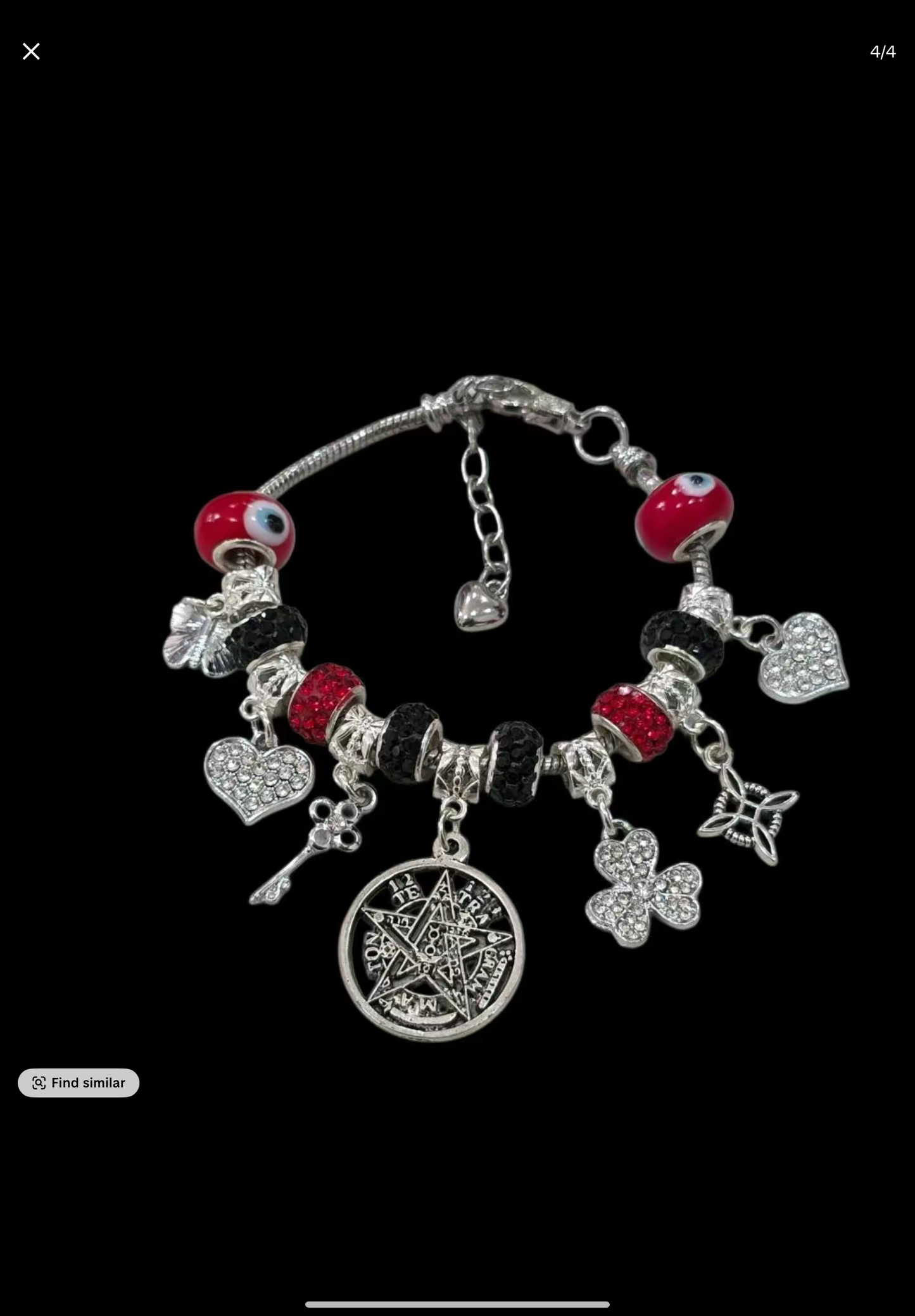 (Color options)Ojo turco, with tetragramaton, witch knot, heart charms bracelet. You can add charms